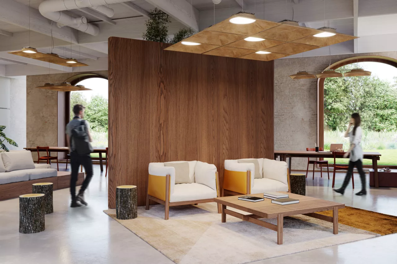 Light Shed Linen inspiration i Guzzini AMB02 co Work Generale
